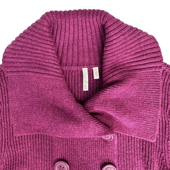 Caslon Shawl Collar Double-Breasted Cardigan Women M Pinkish Purple Red Wine - Picture 2 of 13